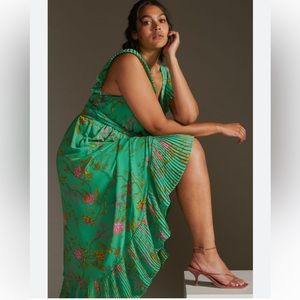 Anthropologie Asymmetrical Green Dress